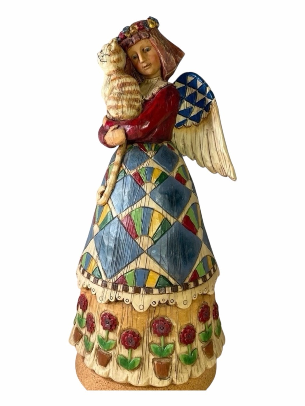 Jim Shore Multicolor Angel with Orange Cat Figurine (2002)